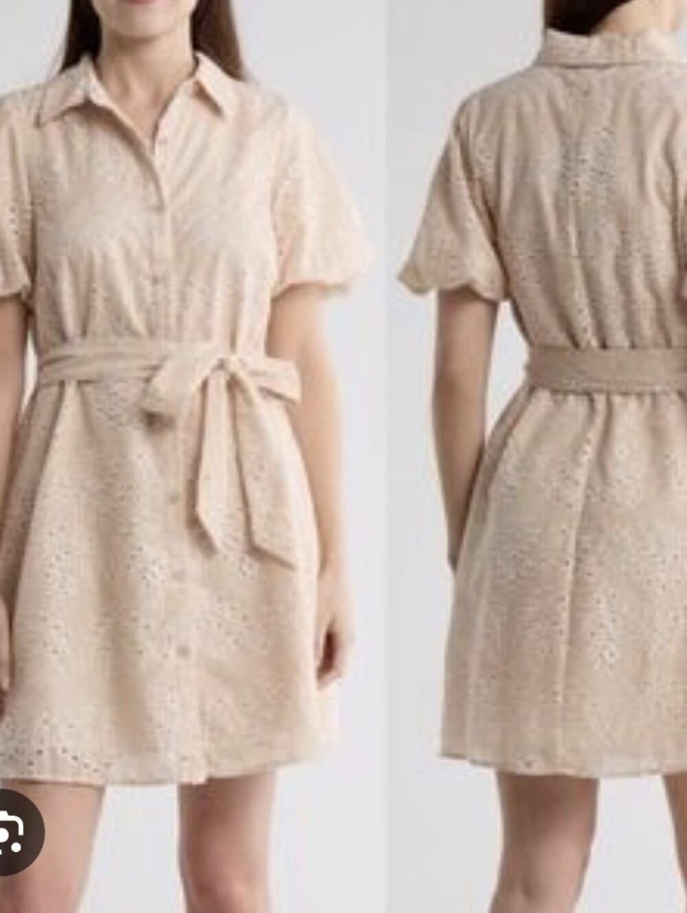 Sam Edelman Blush Pink Eyelet Button-Front Dress Size 10